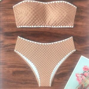 Elegant Tan Strapless Bikini Set